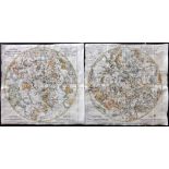 Pluche, Noel Antoine 1746 Pair of Hand Coloured Celestial Maps. North & South Constellations. "