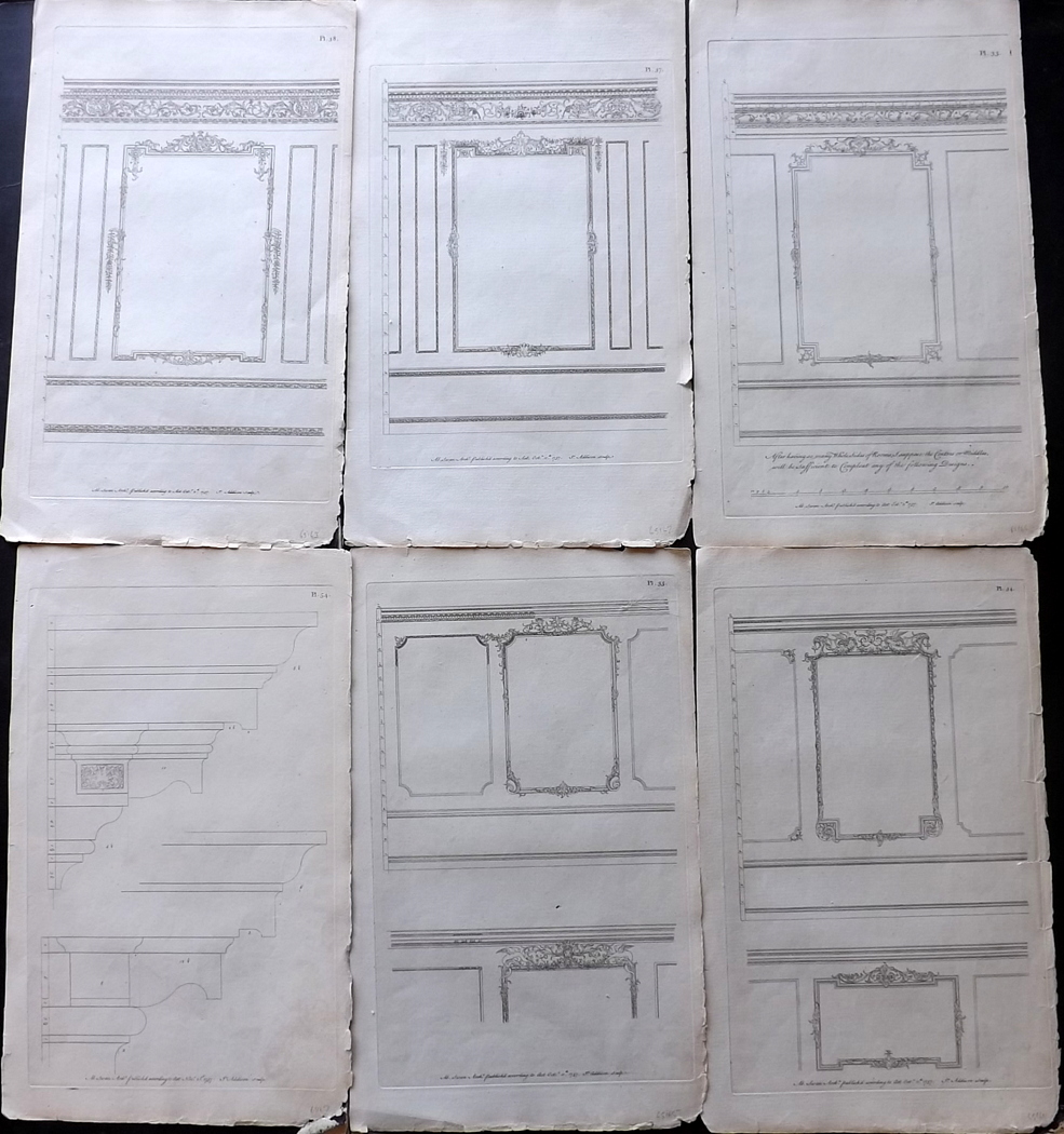 Swan, Abraham 1757 Group of 6 Architectural Copper Plates. Copper Plates Published 1757, London