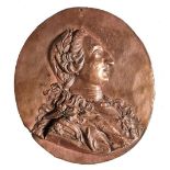 Jean-Baptiste Nini (1717-86), h. 1760. “El rey Carlos III” Medallón en cobre repujado.  Diámetro: 16