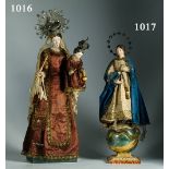 Escuela española, S. XIX. “Virgen del Carmen” Imagen vestidera de madera policromada Altura: 87 cms.