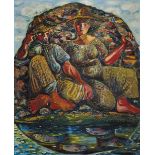 RAFAEL ZABALETA (Quesada, 1907-1960) “El pescador de truchas”, 1949 Óleo sobre lienzo.  100 x 81