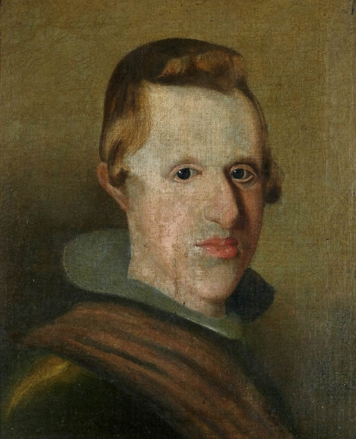 ESCUELA ESPAÑOLA, SIGLO XVII Retrato de Felipe IV. Óleo sobre lienzo. 42 x 34 cms. Inscrito en el