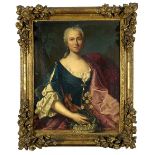 ESCUELA FRANCESA, SIGLO XVIII Retrato de dama. Óleo sobre lienzo. 86 x 68,5 cms. Con marco antiguo.