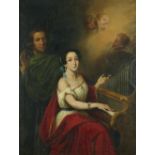 ESCUELA SEVILLANA, SIGLO XIX Santa Cecilia y San Valeriano. Óleo sobre lienzo. 147 x 112,4 cms.