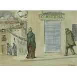 JUAN ESPLANDIÚ (Madrid, 1901-1978) “Vista de una calle de Madrid” Acuarela sobre papel. 42 x 57 cms.