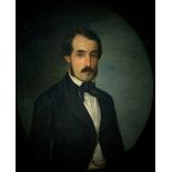 ESCUELA ESPAÑOLA, SIGLO XIX Retrato de caballero en óvalo fingido. Óleo sobre lienzo. 65,5 x 80 cms.