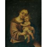 ESCUELA ESPAÑOLA, SIGLO XIX Virgen con el Niño. Óleo sobre lienzo. 44 x 34,5 cms.