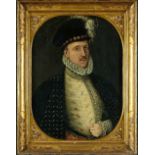 ESCUELA FLAMENCA, H. 1600 Retrato de caballero. Óleo sobre tabla, óvalo. 70 x 52 cms. Números