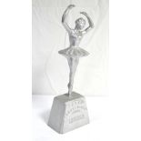 A silvered cast-aluminium ballerina advertising figure “FREED’S FAMOUS BALLET SHOES, LONDON” 16”