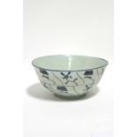 DIANA CARGO; an early 19th century Chinese blue & white porcelain deep bowl with simple flower-in-