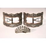 A pair of late 18th/early 19th century large rectangular paste-set shoe buckles (each with one stone