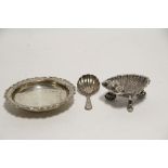 A George III caddy spoon with shell bowl & bright-cut handle, London 1799 (no makers mark); a late