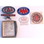 A "Canadian Automobile Association National Award" car membership badge, boxed; & four various car