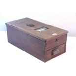 An early/mid 20th century mahogany cased cash till, 19¾" x 9¾".