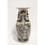 A 19th century Chinese crackleware ovoid vase painted with figure scenes in rose-verte enamels;