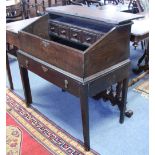 An 18th century oak writing desk with sloping fall front enclosing a row of five small drawers, 30¾"