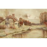 142. ENGLISH, H. A pair of rural village scenes. Signed; watercolour: 10½" x 17".