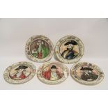 Five Royal Doulton series-ware portrait plates, titled: “The Mayor”, “The Parson”, “The Hunting