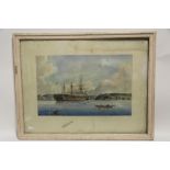 155. ENGLISH SCHOOL, 19th century A British man-o’-war under tow from a paddle steamer; watercolour: