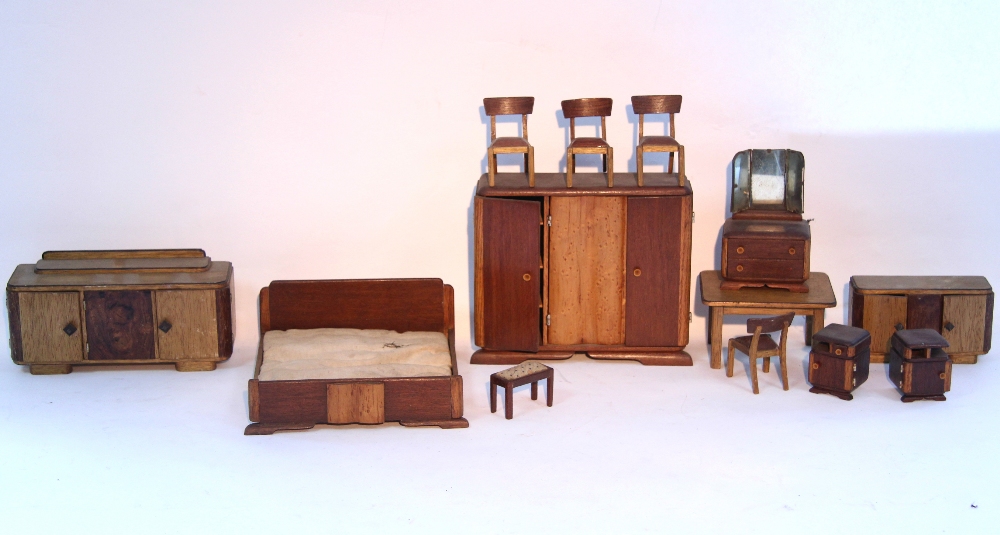 Thirteen items of large-size wooden doll’s house furniture (reputedly made by a WWII prisoner-of-