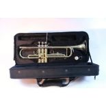 A Prelude brass trumpet (TR701), 20¾” long, with case.