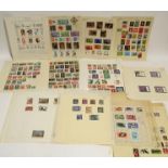 A quantity of G. B. & foreign stamps on album leaves & loose; various covers, etc.