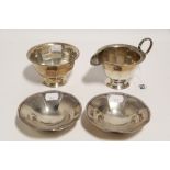 A George V silver sugar bowl & cream jug, Sheffield 1931; & a pair of George V silver sugar bowls,