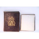 Two Victorian leather-bound scrap books containing various scraps, illustrations, notes, etc.