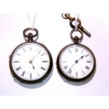 A late Victorian silver cased ladies’ fobwatch, Chester 1891; & another ladies’ fobwatch in .800