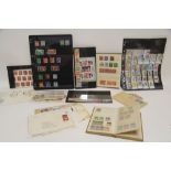 A quantity of G. B. & foreign stamps in small stock-books, on album leaves, & loose; also various