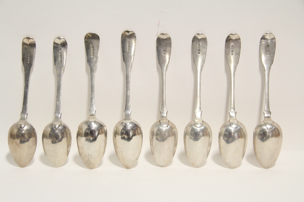 Four George IV Fiddle pattern table spoons, London 1828 by Wm. Eaton; a pair of Geo. III ditto, 1808 - Image 2 of 2