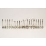 Nine Hanoverian rat-tail teaspoons, Sheffield 1956 by W. S. Hutton & Sons (6½oz); five Albany