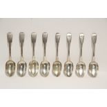 Four George III Fiddle pattern dessert spoons, London 1812 by Thos. Wilkes Barker; & four George