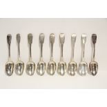 Three George IV Fiddle pattern table spoons, London 1820 by Thos. Wallis & Jonathan Hayne; three Wm.