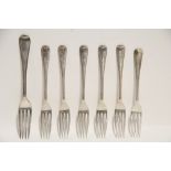 Five Old English dessert forks, Sheffield 1929; another, Sheffield 1910; & a William IV Old