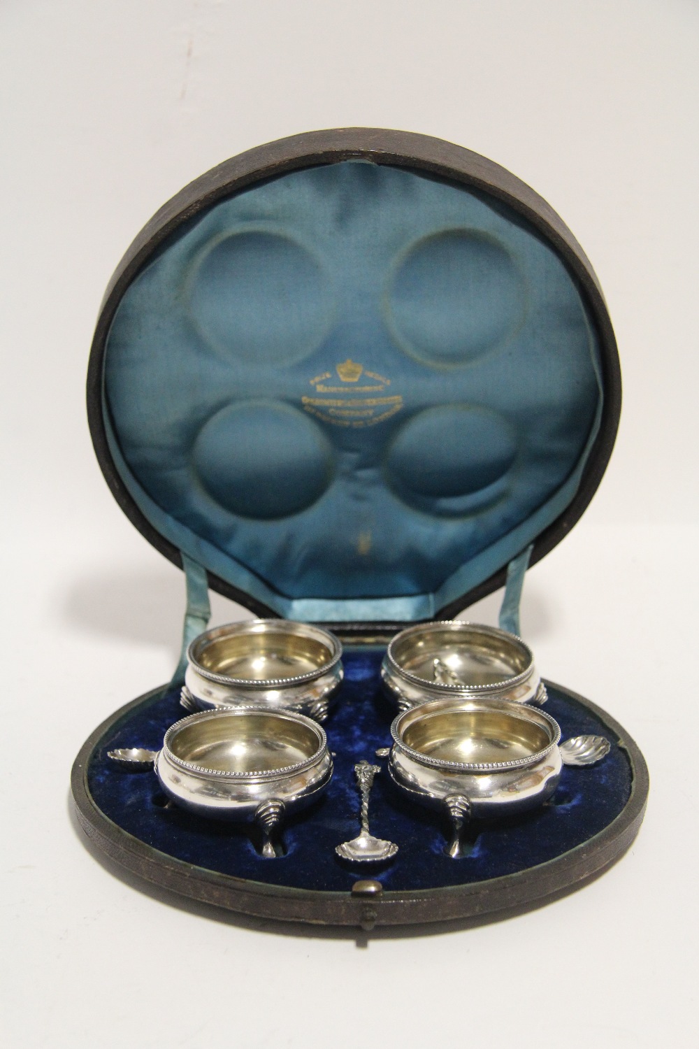 A set of four Victorian circular salt cellars, each with beaded rims & on three pad feet, London - Image 3 of 3