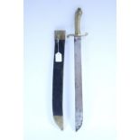 A mid-19th century Prussian Artillery officer’s sword with 18¾” long single-edge curved blade,