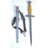 A NAZI LUFTWAFFE OFFICER’S DRESS DAGGER by E. Pack & Sohne Siegfried Waffen, with “ long blade,