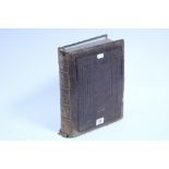 A Victorian leather-bound family photograph album containing seventy-two various black & white
