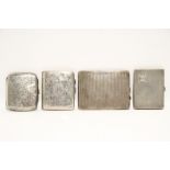 Two engraved pocket cigarette cases; & two engine-turned ditto; Birmingham 1924, 1931, 1944, &