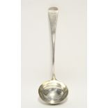 An early Victorian Old English soup ladle with oval bowl, 12½” long; London 1839, by Hayne &