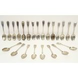 Six Victorian Fiddle Pattern teaspoons, Exeter 1846, by R. J. & J. Williams of Bristol; &