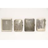 Three various engine-turned pocket cigarette cases, & a plain ditto; Birmingham 1915, 1927,