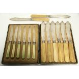 Eight Victorian fish knives with carved ivory handles, Birmingham 1859 (two 1862), by John Gilbert &