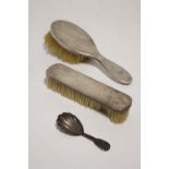 A George IV Fiddle pattern caddy spoon with oval shell bowl, London 1821, by W. S.; together with an