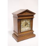 A late 19th/early 20th century mantel clock with 6” square brass & silvered dial, good quality
