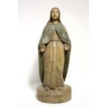 A carved & painted wood standing figure of the Virgin Mary; 25½” high.