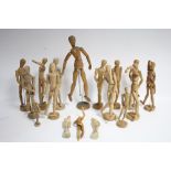 Seventeen modern artist’s lay figures, various sizes.