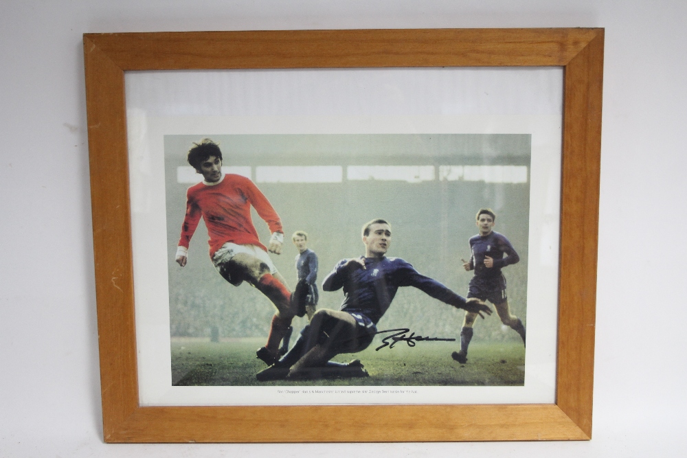 A coloured photographic print titled: “Ron ‘Chopper’ Harris & Manchester United Supreme Star