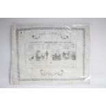 A 19th century black & white illustrative tea towel “The Census 3 April 1881”.